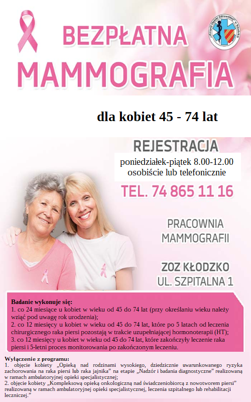 Bezpłatna mammografia w ramach Programu Profilaktyki Raka Piersi