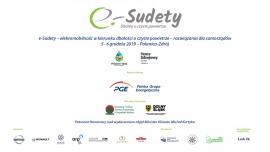 Plakat informacyjny o konferencji  E-Sudety oraz organizatorzy i sponsorzy